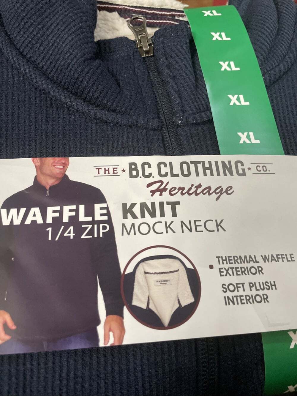 BC Clothing Men’s Bonded Fleece Lined Body Lined Quarter Zip Pullover Top Blue